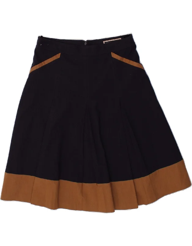 BETTY JACKSON Womens A-Line Skirt UK 14 Large  W32  Navy Blue Colourblock asymmetrical skirt cut