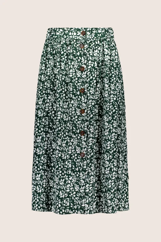 Button Skirt, Frosty Floral silk skirt elegant