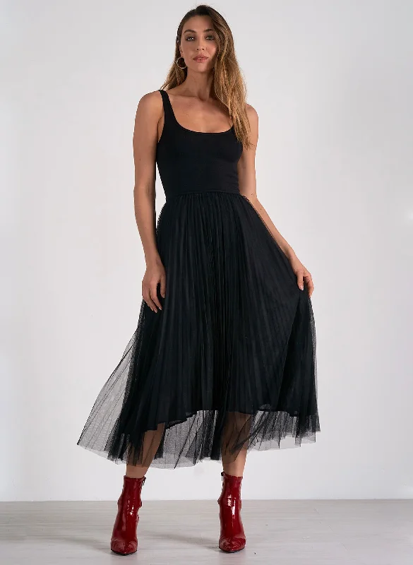 Elan - Maxi Tulle Skirt - Black lace skirt intricate