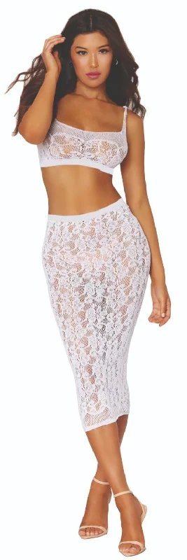 Lace Bralette and Sheer Slip Skirt ruffled skirt detail