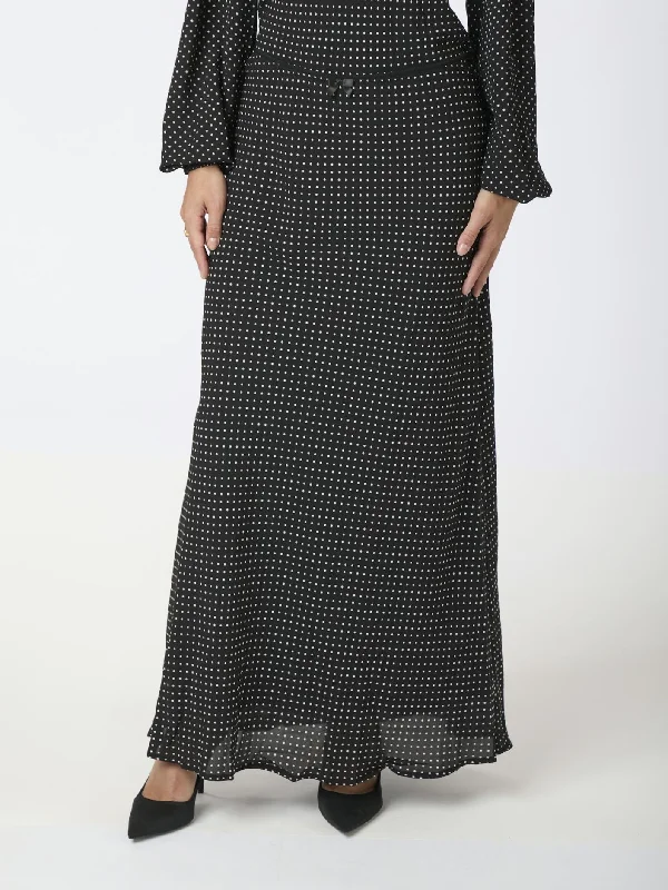 NEO NOIR LOLA DOT LONG SKIRT - BLACK linen skirt airy