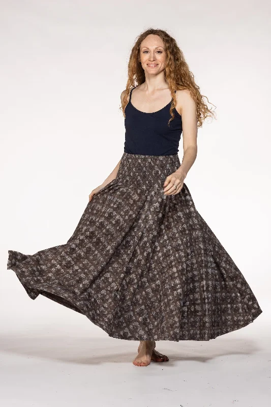 Asman Skirt in Hand Block Printed Cotton Jersey pleated skirt texture