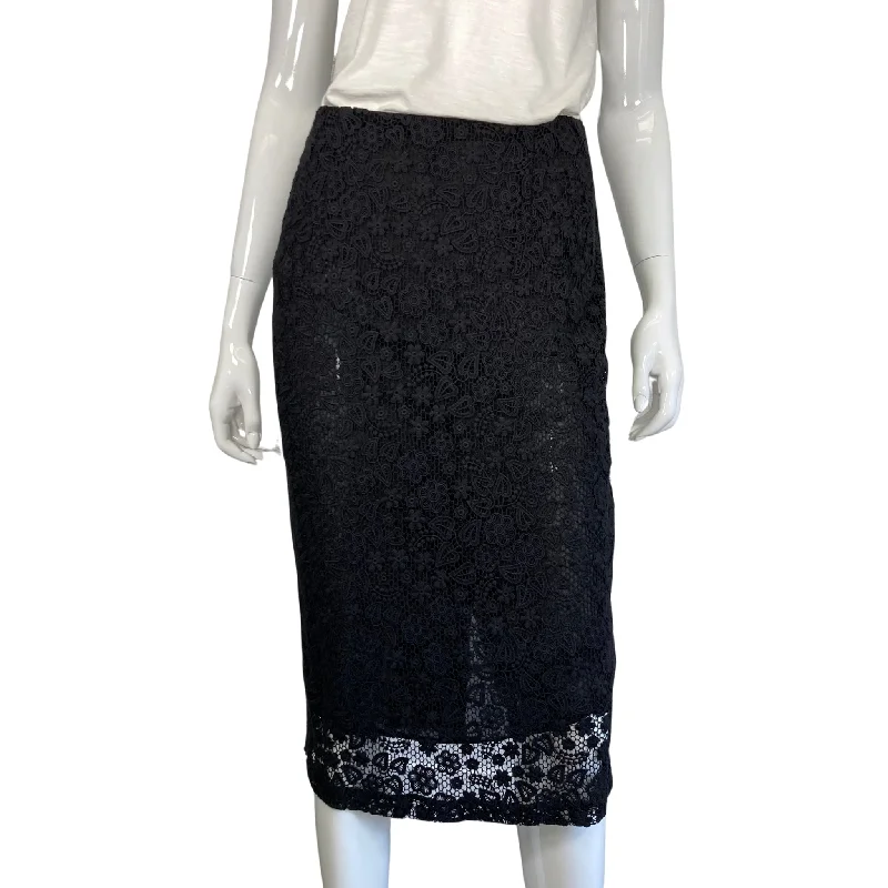 Red Valentino Elegant Black Lace Mini Skirt leather skirt sleek