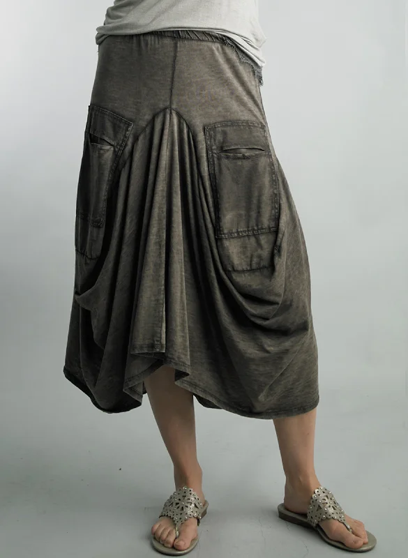 Tempo Paris - Cotton Skirt - Fango leather skirt sleek