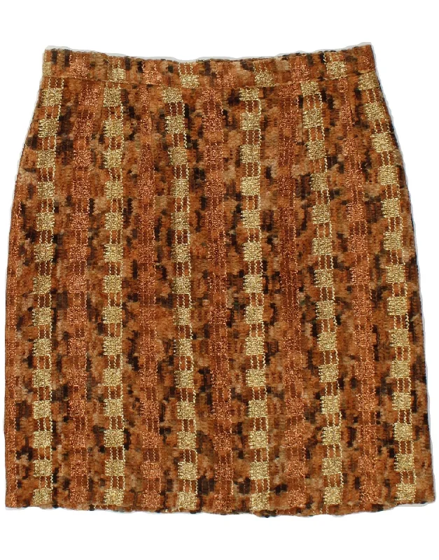 VINTAGE Womens Abstract Pattern Pencil Skirt W30 Medium Brown pencil skirt chic