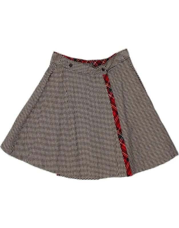 VINTAGE Womens Mini Skirt W28 Medium  Grey Houndstooth corduroy skirt comfortable