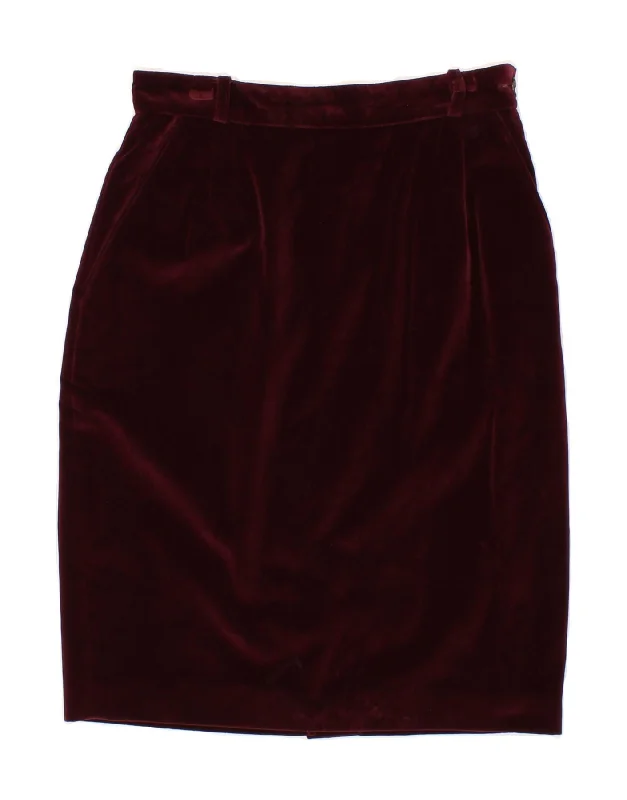 ALBERTO ASPESI Womens Velvet Pencil Skirt IT 44 Medium W28  Maroon Cotton low waist skirt