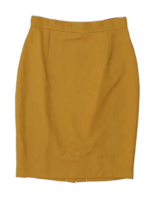 FIGURE Womens Pencil Skirt IT 42 Medium W28 Yellow Wool chiffon skirt floaty