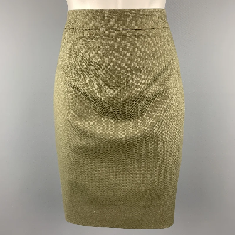 GIVENCHY Size 4 Olive Cotton Blend Canvas Pencil Skirt lace skirt romantic