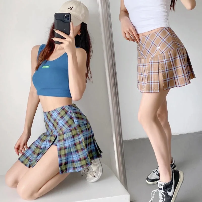 Harajuku plaid pleated skirt  KF83076 summer skirt style