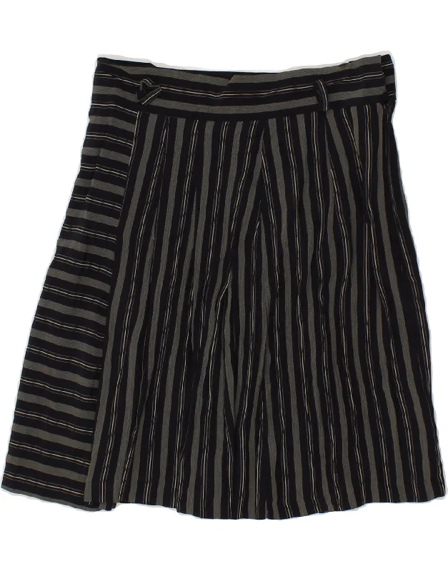 VINTAGE Womens A-Line Skirt W28 Medium  Black Striped Viscose chiffon skirt airy