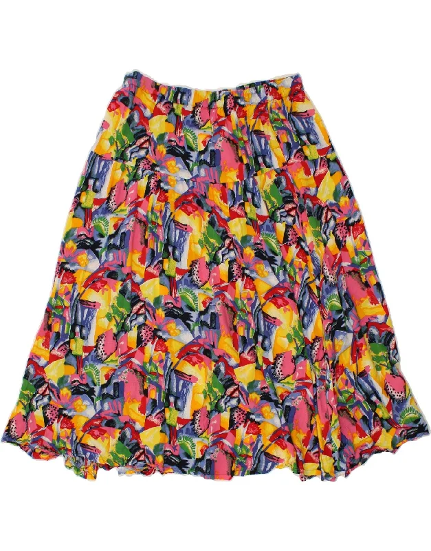 VINTAGE Womens Abstract Pattern A-Line Skirt W32 Large Multicoloured velvet skirt plush