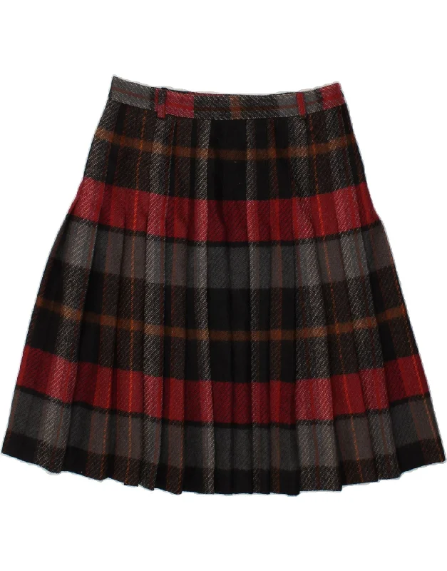 VINTAGE Womens Knife Pleated Skirt W34 Large Multicoloured Plaid wool skirt breathable